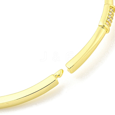 Rectangle Brass Micro Pave Clear Cubic Zirconia Hinged Bangles for Women BJEW-Z062-05B-1
