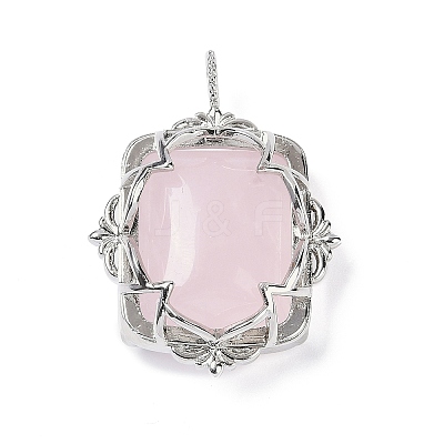 Natural Rose Quartz Pendants G-I381-01P-03-1