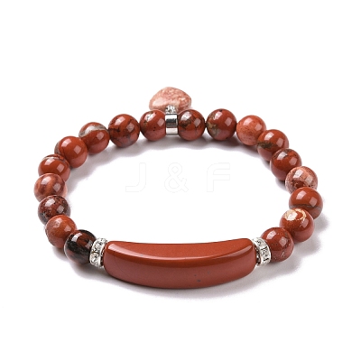 Natural Jasper Beads Charm Bracelets BJEW-K164-B04-1