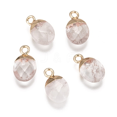 Electroplate Natural Quartz Crystal Charms G-S344-09H-1
