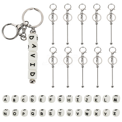 DIY Stainless Steel Beadable Keychain Making Kits KEYC-TA0001-63-1