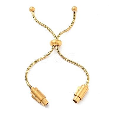 Adjustable 304 Stainless Steel Round Snake Chain Slider Bracelet Making STAS-V008-25G-1