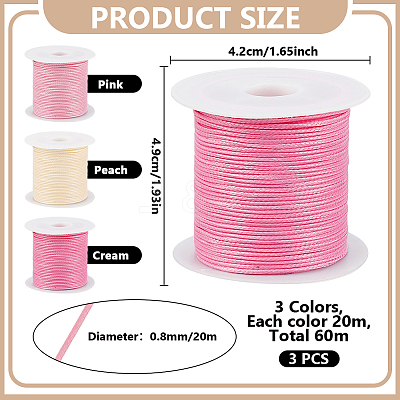 60M 3 Colors Round Waxed Polyester Cord OCOR-DR0001-28B-1