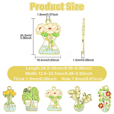 30Pcs 5 Styles Alloy Enamel Pendants ENAM-CJ0007-10-1