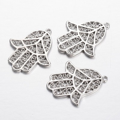 Palm Brass Pendants KK-F371-59P-1