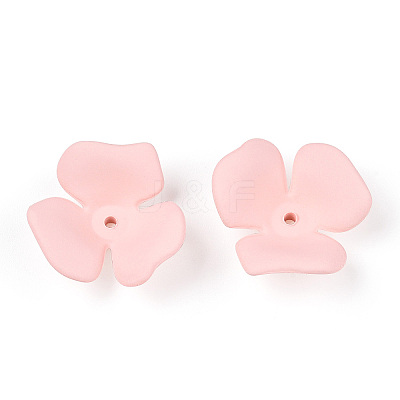 3-Petal Spray Painted Acrylic Bead Caps MACR-N007-01D-1-1