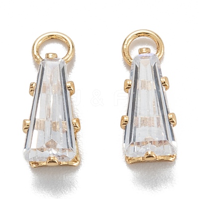 Brass Clear Cubic Zirconia Charms ZIRC-G170-10G-1