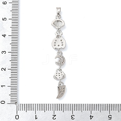 Brass Micro Pave Clear Cubic Zirconia Pendants KK-D101-01A-P-1