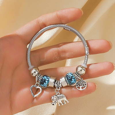 Alloy Beads European Bangles FS-WG24546-02-1