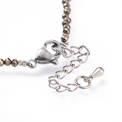 Natural Pyrite Beaded Necklaces NJEW-JN02492-03-1