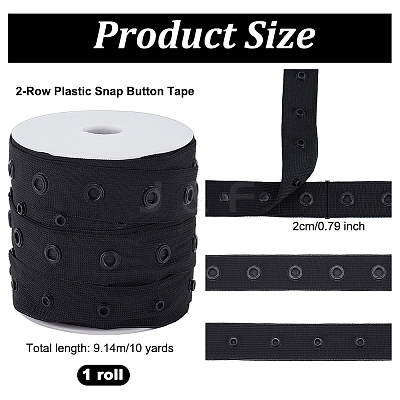 10 Yards 2-Row Plastic Snap Button Tape FIND-OC0003-85A-1