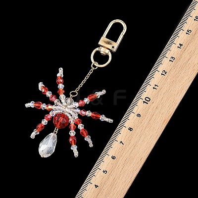 Halloween Spider Glass & 304 Stainless Steel Pendant Decorations HJEW-JM05040-1