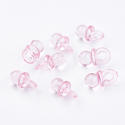 Pink Color Transparent Acrylic Baby Pacifier Pendants X-TACR-R16-4-1