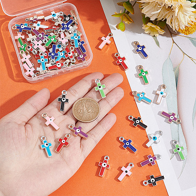 64Pcs 16 Colors CCB Plastic Enamel Pendants CCB-PH0001-23-1