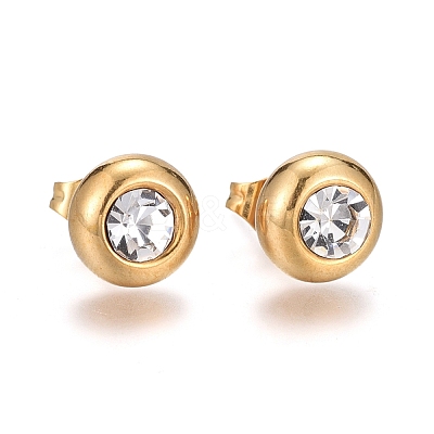 Ion Plating(IP) 304 Stainless Steel Stud Earrings EJEW-L251-A01-G-1