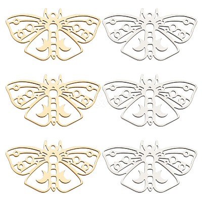 12Pcs 2 Colors 201 Stainless Steel Pendants STAS-SC0005-11-1