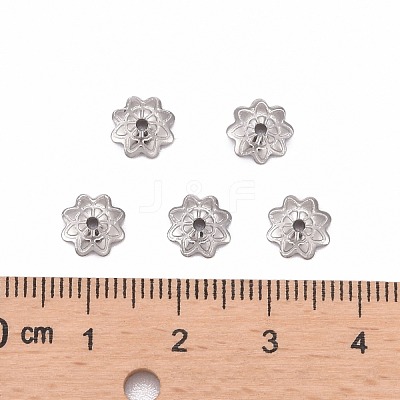 Tarnish Resistant 304 Stainless Steel 8-Petal Flower Bead Caps X-STAS-J011-03-1