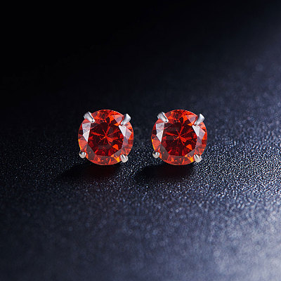 Rhodium Plated 925 Sterling Silver Four Pronged Ear Studs JE420C-01-1