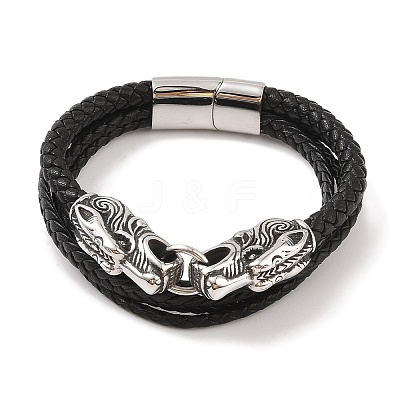 Braided Microfiber Leather Multi-strand Bracelets BJEW-B096-21D-1