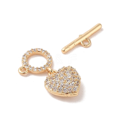 Brass Micro Pave Cubic Zirconia Toggle Clasps KK-B100-066G-01-1