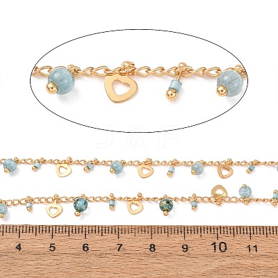 Brass & Glass Seed Beaded Chain KK-CBA3B44-08G-1