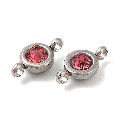 304 Stainless Steel Single Rhinestone Connector Charms STAS-E194-13P-M-1