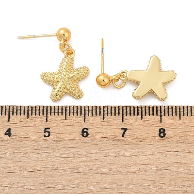 Shell Shape & Starfish & Dolphin & Fish Brass Dangle Stud Earrings EJEW-Z115-02G-1
