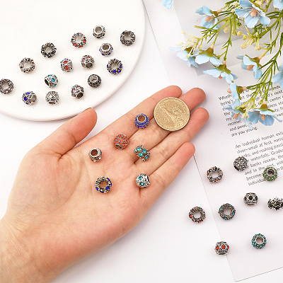 30Pcs 18 Style Alloy Rhinestone European Beads FIND-CA0006-82-1