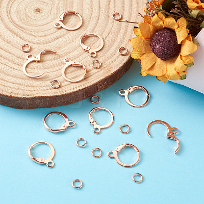 Brass Leverback Earring Findings KK-TA0007-89RG-1