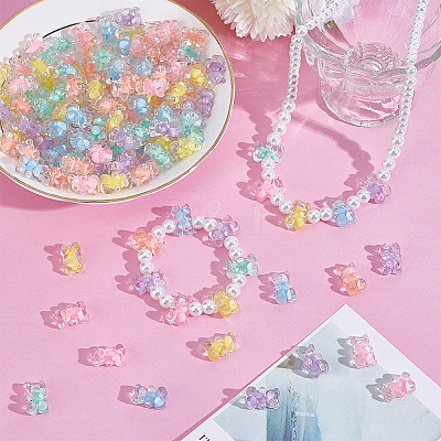 150Pcs 6 Colors Transparent Acrylic Beads OACR-NB0001-51-1