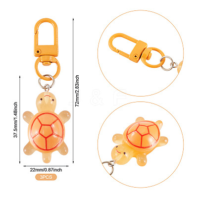 3Pcs Resin Tortoise Pendant Decorations HJEW-TA0001-39C-1