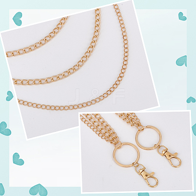 1Pc Alloy Twisted Chain 3 Layered Chain Belts for Women Men AJEW-CY0002-25G-1