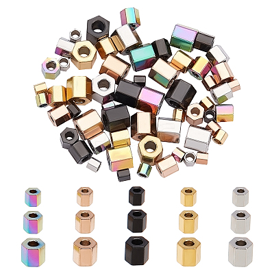 60Pcs 15 Style PVD Vacuum Plating 304 Stainless Steel Spacer Beads STAS-UN0022-40-1
