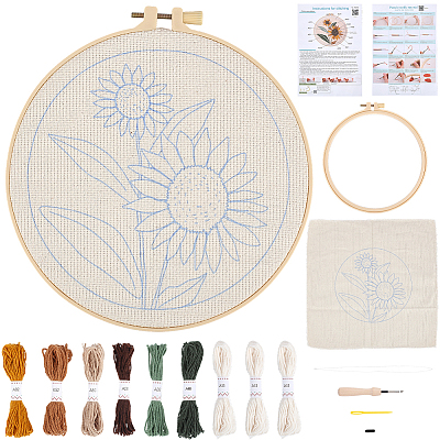 Flower Pattern Punch Embroidery Starter Kits DIY-WH20007-743A-1