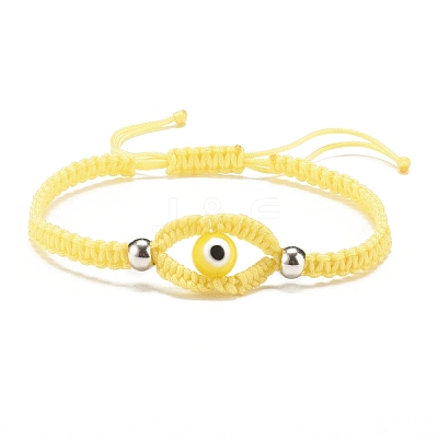 Lampwork Evil Eye Braided Bead Bracelet BJEW-JB07857-02-1