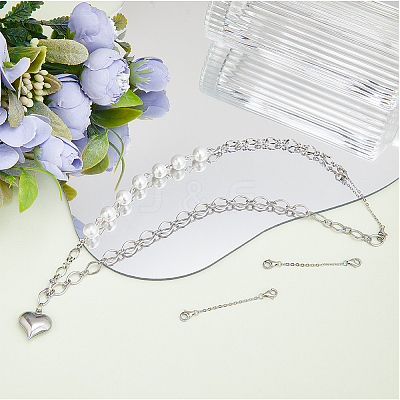 3pcs 925 Sterling Silver Cable Chain Extenders STER-CN0001-29-1