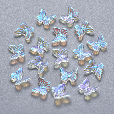 Transparent Spray Painted Glass Charms X-GLAA-T016-20-1