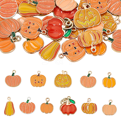 44pcs 11 styles Thanksgiving Day Alloy Enamel Pendants ENAM-GA0001-08-1
