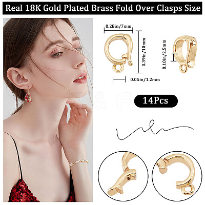 14Pcs Brass Fold Over Clasps KK-CN0002-23-1