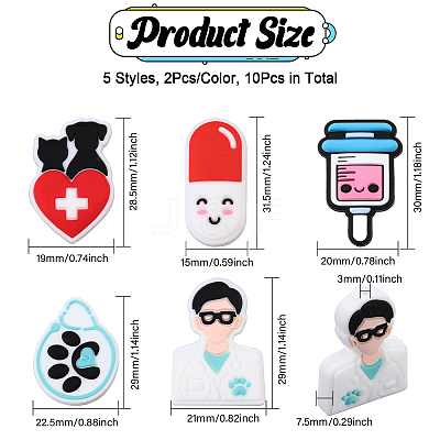 10Pcs 5 Styles Food Grade Eco-Friendly Silicone Focal Beads SIL-CA0003-30-1