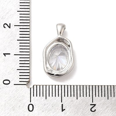 Platinum Brass Micro Pave Cubic Zirconia Pendants KK-U031-02P-01-1