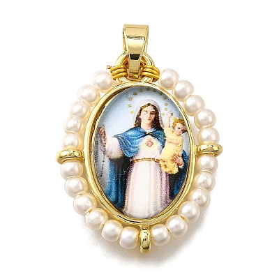 Rack Plating Brass Enamel Pendants KK-C056-07G-M-1