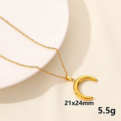 Vintage 304 Stainless Steel Double Horn Pendant Necklaces ZQ4868-2-1