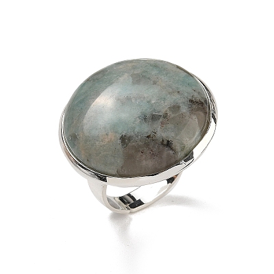 Natural Amazonite Round Adjustable Rings RJEW-K371-09S-14-1