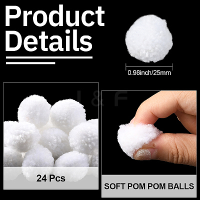 24Pcs Wool Soft Pompom Ball DIY-SC0031-31A-03-1