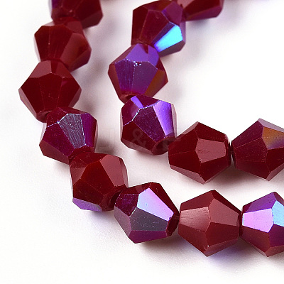 Opaque Solid Color Electroplate Glass Beads Strands EGLA-A039-P6mm-L22-1