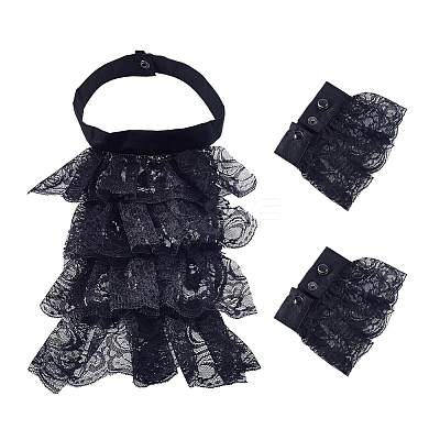 Polyester Detachable Flower Lace Collar Sets for Women DIY-WH0816-187B-1