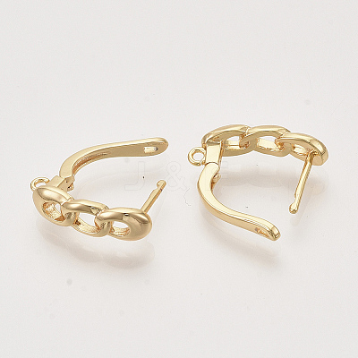 Brass Hoop Earring Findings with Latch Back Closure X-KK-T048-024G-NF-1