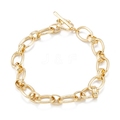 Brass Link Bracelets BJEW-K221-01G-1