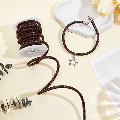 1 Roll Round Braided Cowhide Leather Cord NWIR-CL0001-01A-1